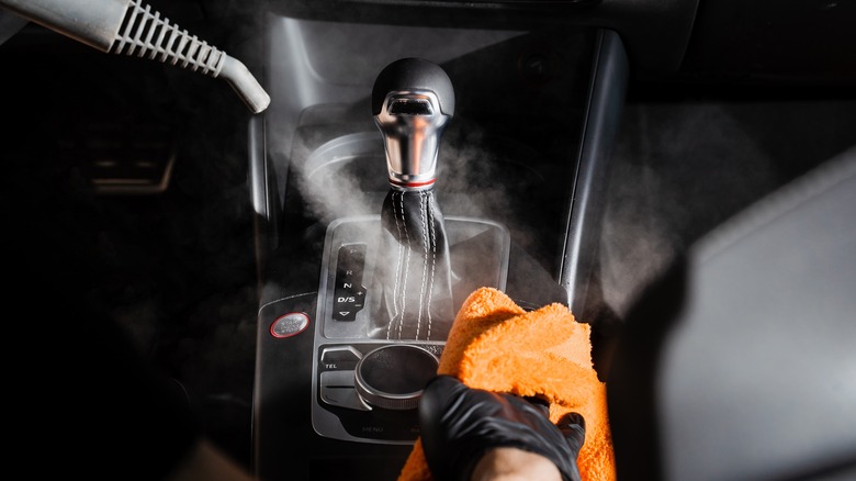 Steam cleaning auto interior