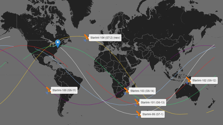 Find Starlink map with satellites 