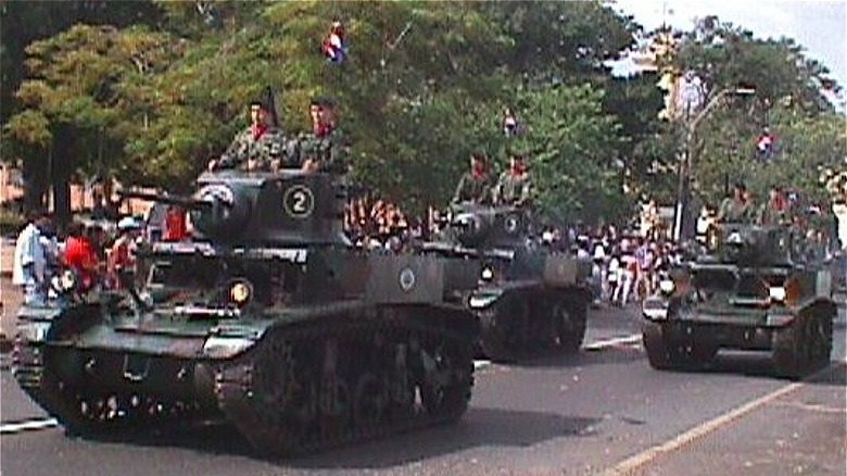 M3 Stuarts in a parade 