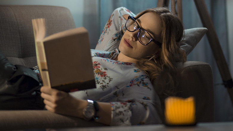 Woman reading book