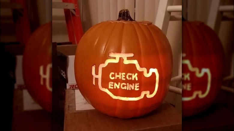 Check engine pumpkin on box