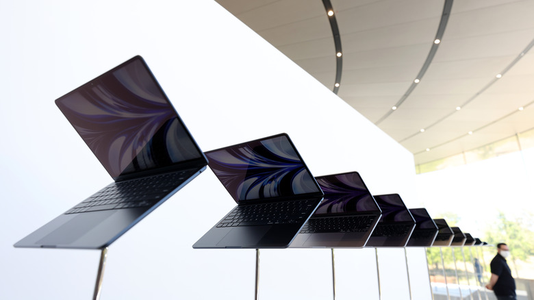 The MacBook Air on show at the Apple campus.