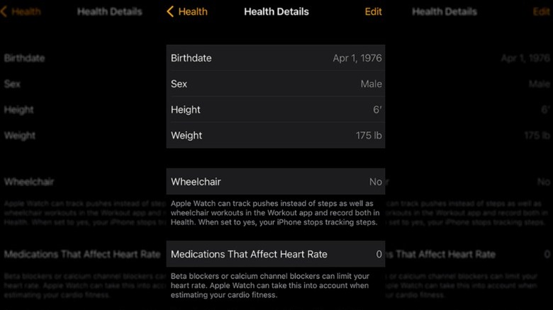 Health Details screen in the Apple Watch app