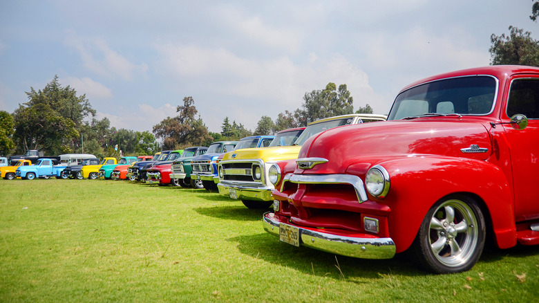 Classic Chevys in car show display