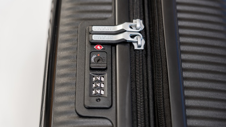 A suitcase with a TSA-approved lock.