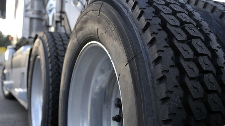 Tires on a semi truck