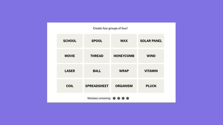 Connections Word Grid