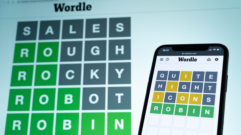 Wordle puzzle on a smartphone and desktop