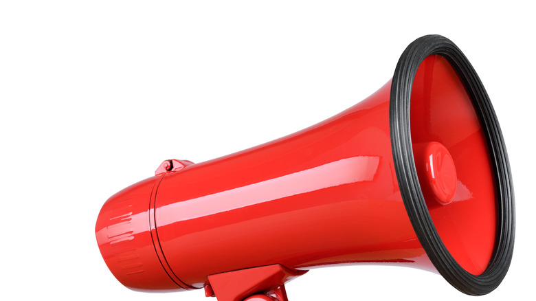 red megaphone close up