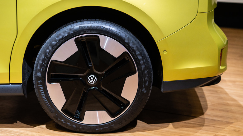 VW Bus wheel spoke closeup