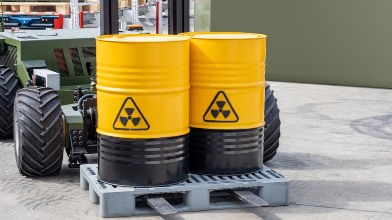 yellow drums containing poisonous substance