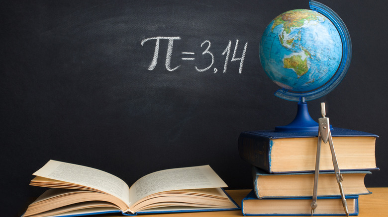 Pi equation written on a blackboard