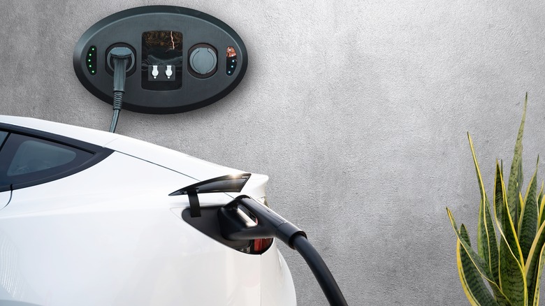 Electric vehicle charging in garage