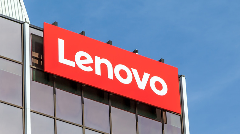 Lenovo logo on company headquarters