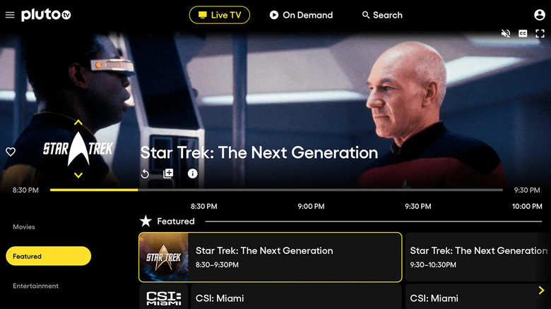 Pluto TV showing Star Trek