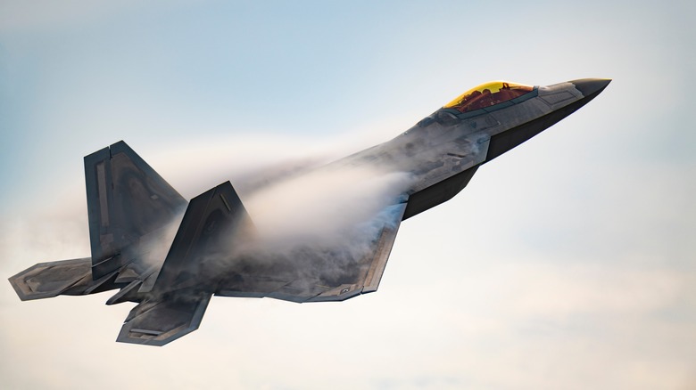 F-22 flying at high speeds