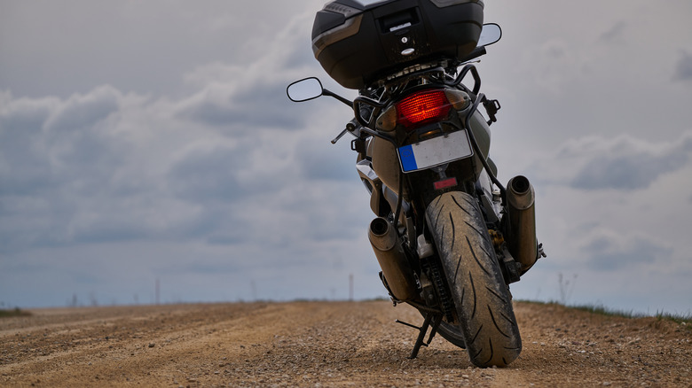 Motorcycle on dirt path