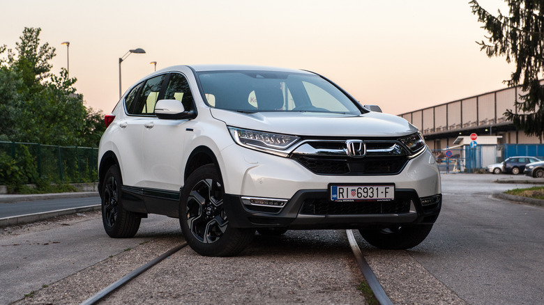 white Honda CR-V