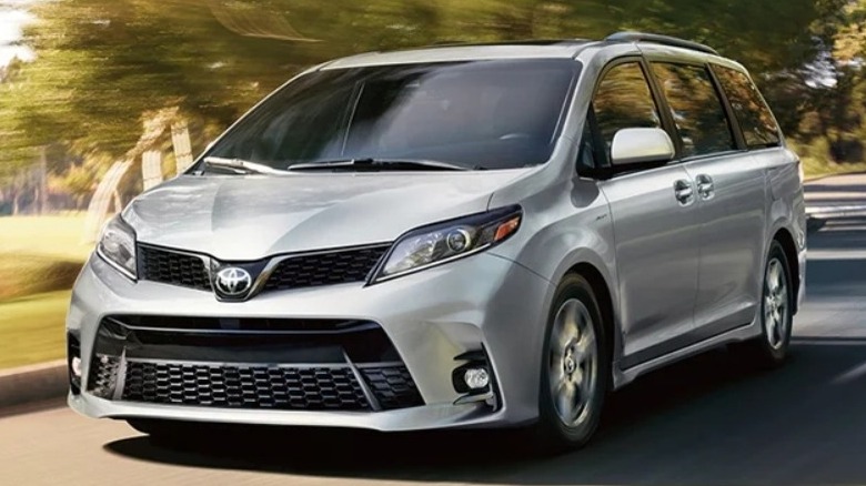 Silver 2020 Toyota sienna on a road