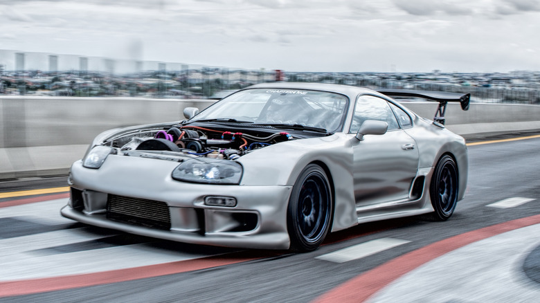 Modified Toyota Supra on the highway