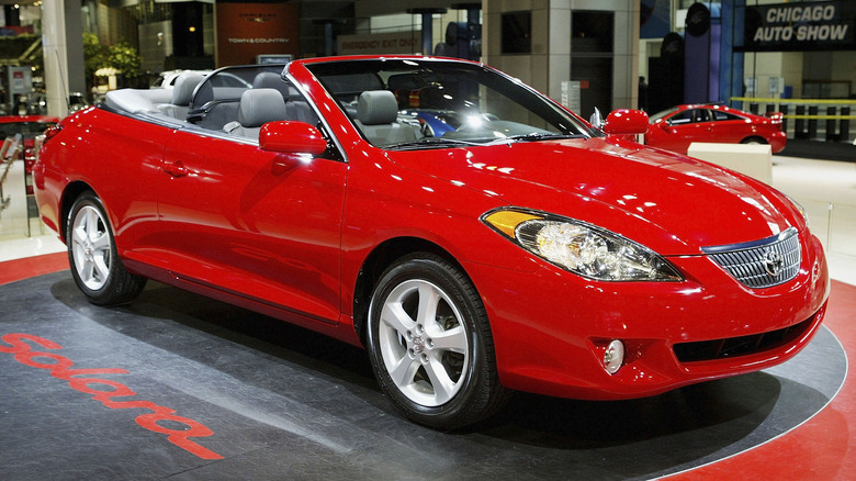 A red Toyota Camry Solara