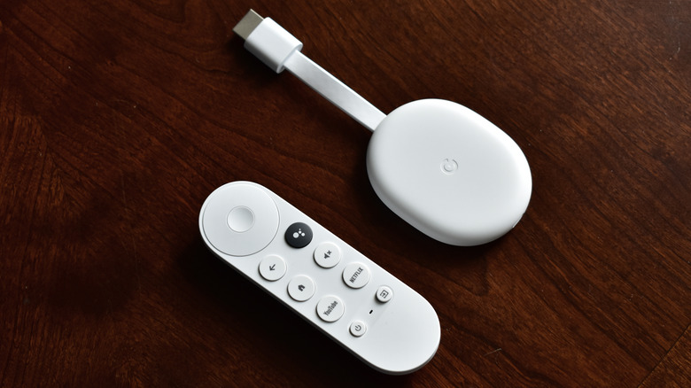 Chromecast with Google TV on desk 