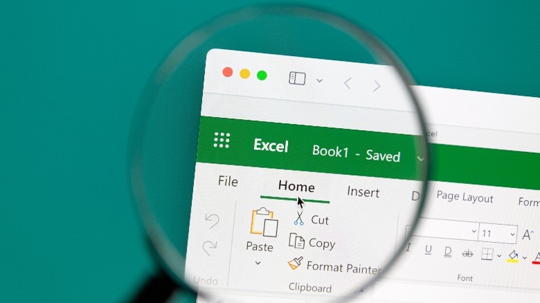 Magnifying glass on Excel app