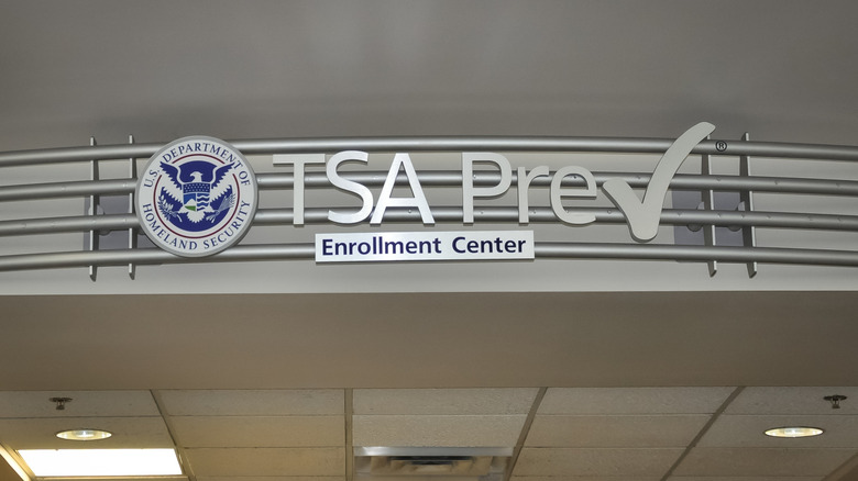 TSA PreCheck enrollment center sign