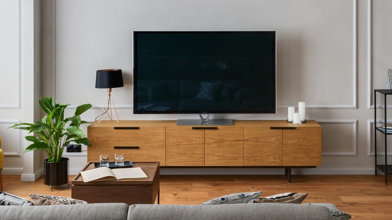 TV on wood display