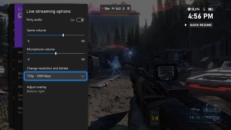 Twitch Xbox Dashboard controls