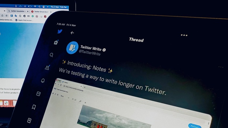 experimental Note feature on Twitter