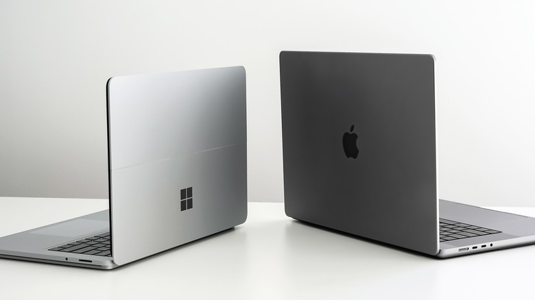 Surface and MacBook laptops