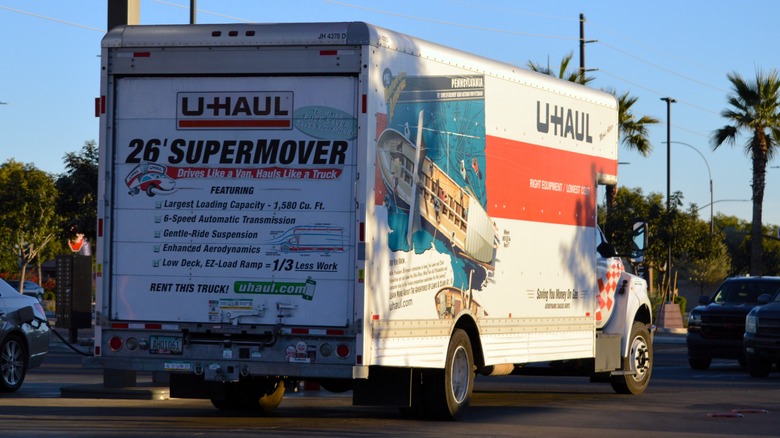 26' U-Haul parked during sundown