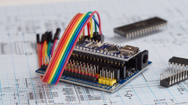 Arduino circuit board on design map