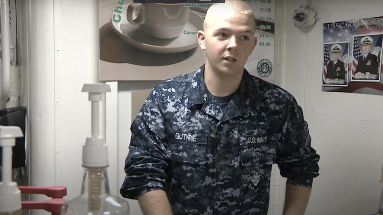 Sailor at U.S.S. Carl Vinson coffee shop