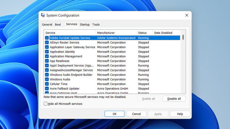 System Configuration window in Windows 11