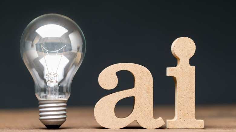 AI text and a light bulb