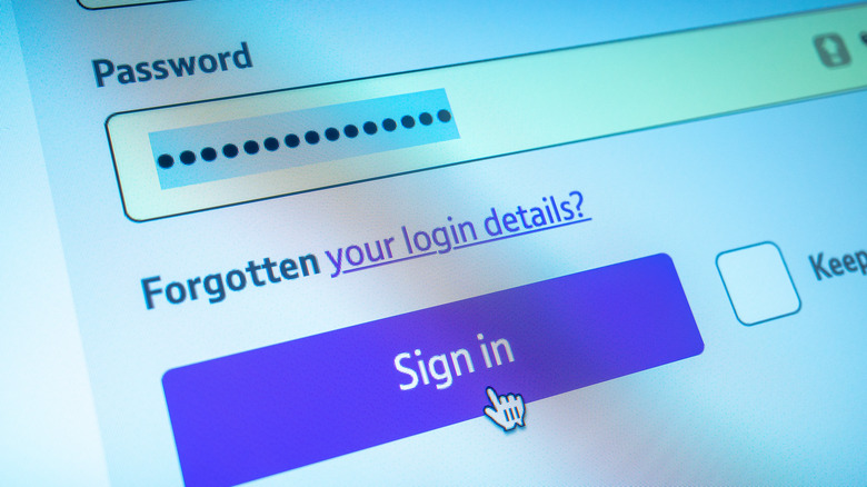 internet password login screen