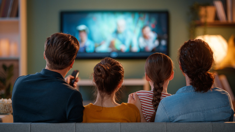 family watching TV