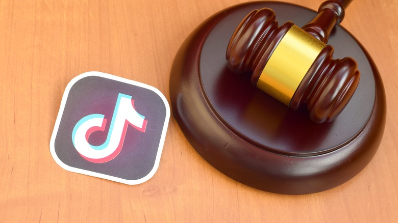 Tiktok logo near a gavel