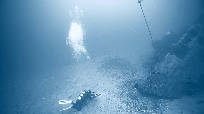 diver investigating a shipwreck