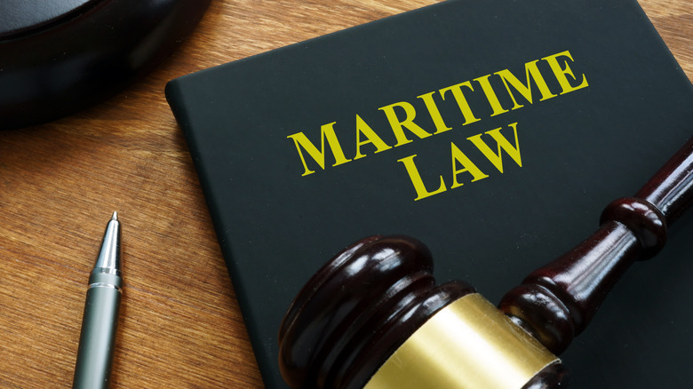 maritime law book and a gavel