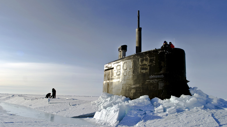 USS Connecticut surfaced ice