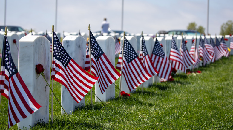 Flags with gravestones