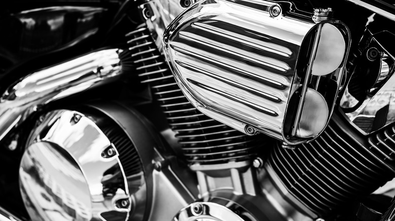 Close-up of V-twin engine