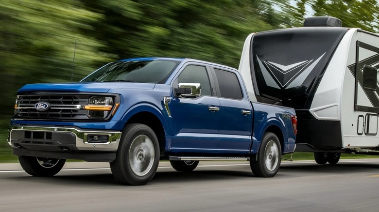 Ford F-150 towing a camp trailer