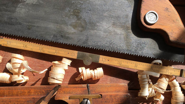 closeup of a Disston crosscut saw