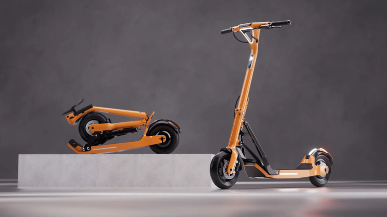 Two orange LAVOIE e-scooters