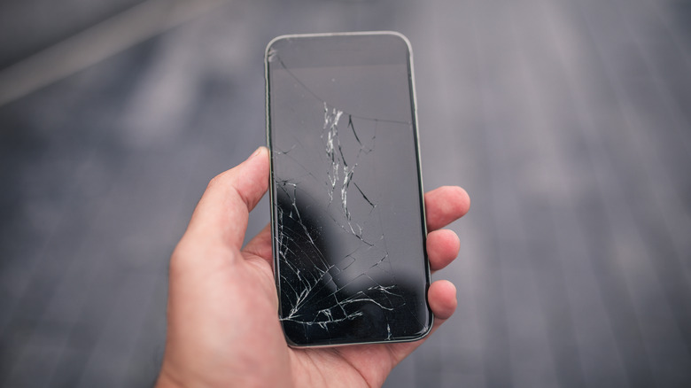 A cracked screen on a phone