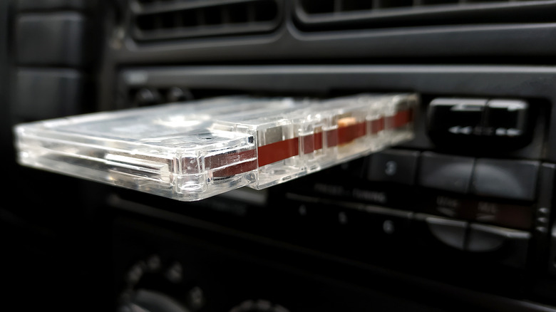 Compact cassette in an in-car tape deck